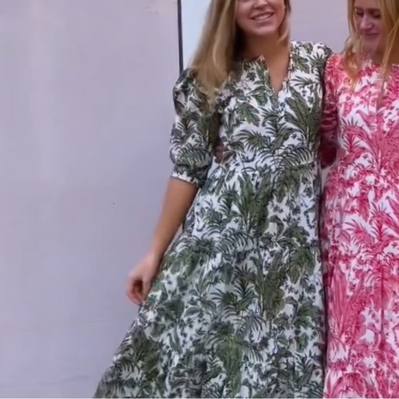 MADISON MATHEWS Pawley Midi Dress Green Tropical Toile SIZE XS NWT - Picture 2 of 6